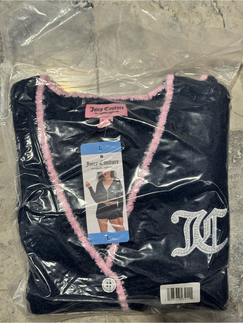 Y2K Juicy Couture Pink Teddy Knit Cardigan & Shorts Set